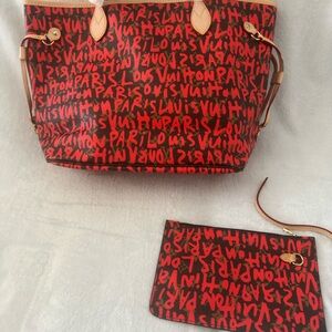 Beautiful Red and Brown Women's tote bag w inside detachable pouch